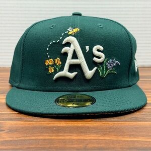 NEW Oakland Athletics Watercolor Floral New Era 59 fifty fitted hat cap